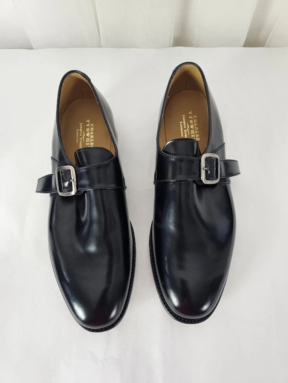 Charles Tyrwhitt Black Leather Single Monk Strap Dress Shoes Size US 10.5/UK 10